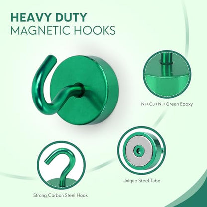 Magnetic Hooks Steel Tube Design for Cruise (Green / 40lb Magnetic Hooks)