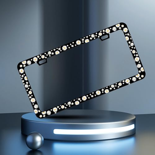Beautiful Daisy License Plate Frame Daisies Stainless Steel 6x12 Inch 2Hole (Beautiful Daisy)