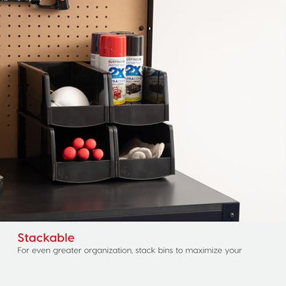 15-Pack, Extra Small Stackable Storage Bins, Black (Extra Small - 15 Pack / Black)