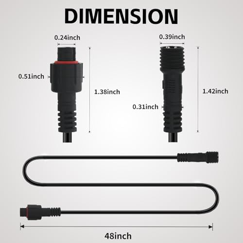 4 PCS 4FT 3 Pin RGB Rock Light Extension Wire for Trucks (4pcs 4ft extensions)