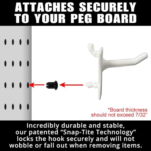PegPro® 1" Hooks Kit for Standard “Wood Fiber” pegboard (1" Straight - 24 Count / White)
