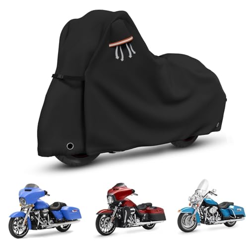 Motorcycle Covers with Side Box Waterproof Outdoor for Harley Davidson Touring Models Road King (3XL)