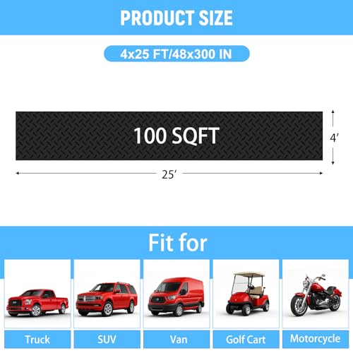 4x25 FT Garage Floor Mat (4x25 FT / Black)