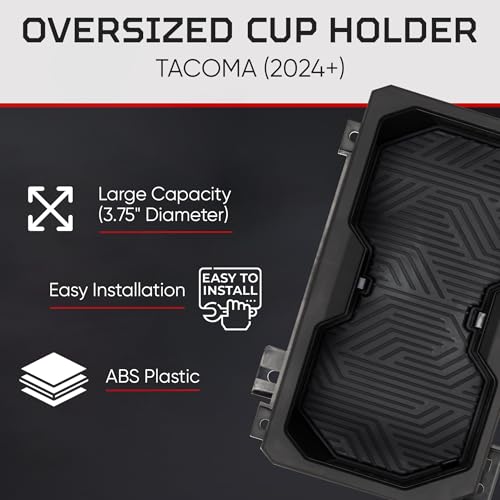 Oversize Cup Holder Compatible with Toyota Tacoma 2024+ (Black)