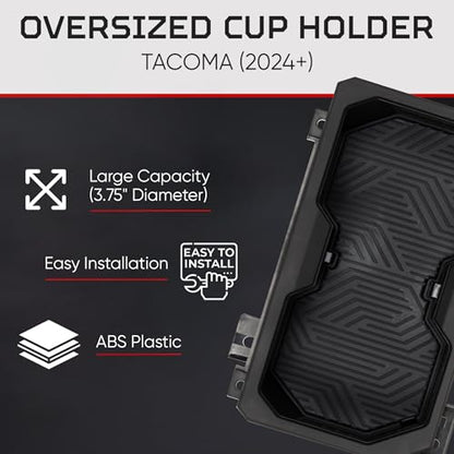 Oversize Cup Holder Compatible with Toyota Tacoma 2024+ (Black)