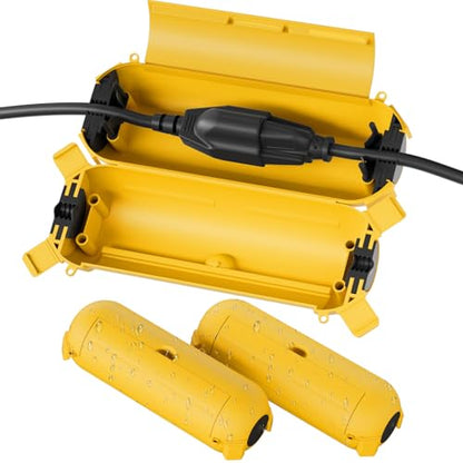 3 Pack] Flemoon Outdoor Extension Cord Safety Cover with Waterproof Seal (Yellow / Small Box: 5.3" L x 2" W x 2" H)