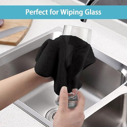 8PK Microfiber Cleaning Cloth (Black)