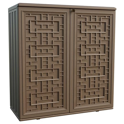 Indoor Outdoor Storage Cabinet Waterproof with 1 Shelf (brown)