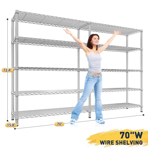 Chrome Metal Shelving (Chrome-70" W*15.8" D*72.4" H)