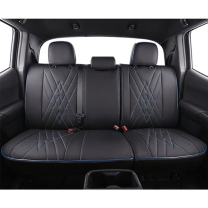 Custom Fit Tacoma Rear Car Seat Covers for Toyota Tacoma (Leather (Black with Red Trim) / 2024-2026 Tacoma (Petrol) Only 2nd Row)