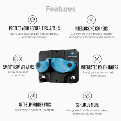 Ultimate Ski & Snowboard Wall Rack (Cyan / Three Pack)