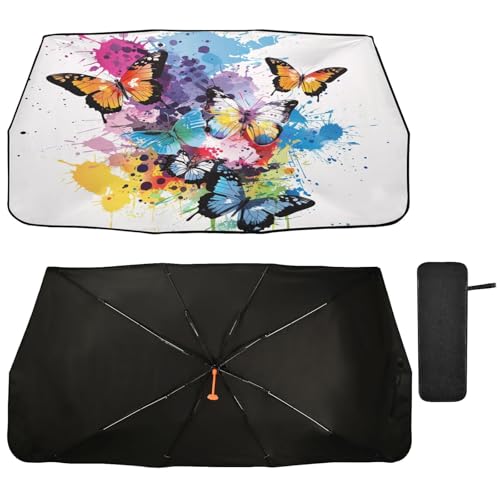 Car Front Windshield Sunshade (Colorful Beautiful Butterflies)