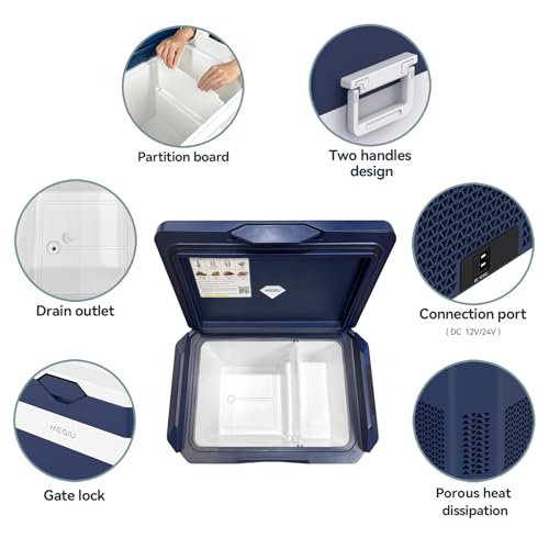 Car Fridge Portable 12V Refrigerator 40 Quart 12 Volt Freezer Compressor Cooler 12V (Blue(Matte))