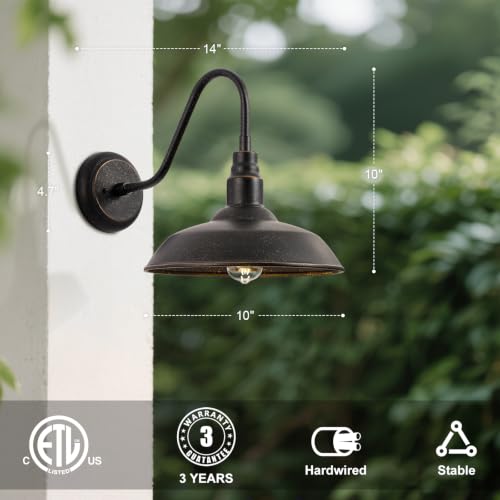 Gooseneck Outdoor Light Fixture (Bronze / 10" Dome)