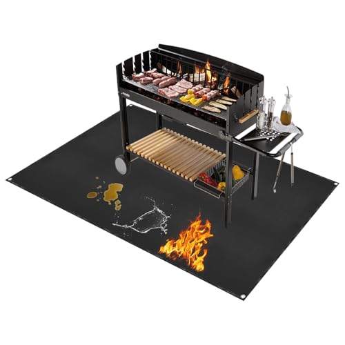 Under Grill Mat for Outdoor Grilling (Rectangular/Black / 48"L x 32"W)