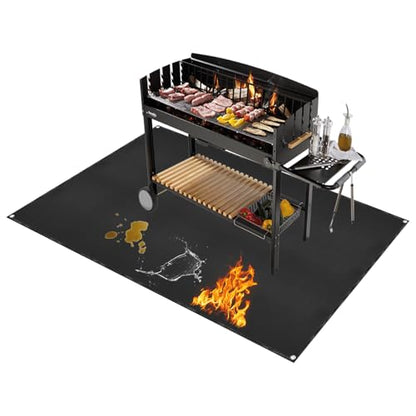 Under Grill Mat for Outdoor Grilling (Rectangular/Black / 48"L x 32"W)