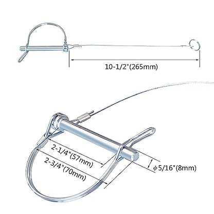 Trailer Coupler Pins with Tethers (5/16"x2-3/4"x5)