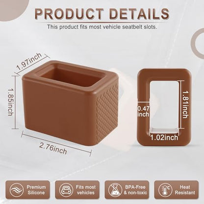 2PCS Seat Belt Buckle Holder (Brown)