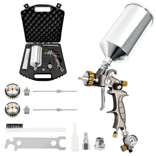 HVLP Air Spray Gun with Storage Box (1000ML 1.4/1.8mm Tips with Box)