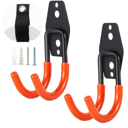 Heavy Duty Garage Storage Hooks 2 Pack Garage Tool Organizer Wall Mount (One Size)