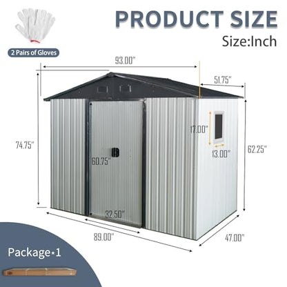 4x8 FT Outdoor Storage Shed (4x8 FT/Window / White+Black)
