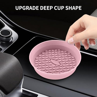 Car Cup Holder Coasters [4 Pack] Silicone Cups Mats (4 Pack-dusty Rose)