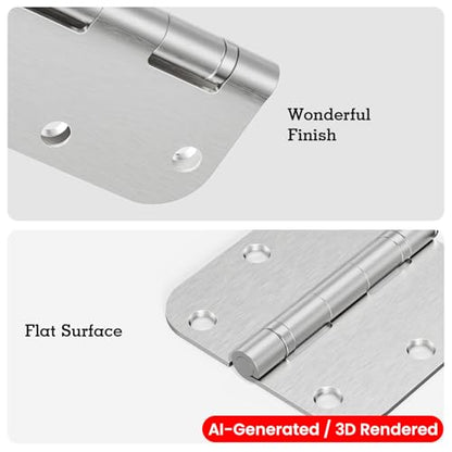 Rounded Brushed Nickel Door Hinges 3.5" 5 (Satin Nickel-Rounded / 18 Pack-Ball Bearing-lasting no squeak)