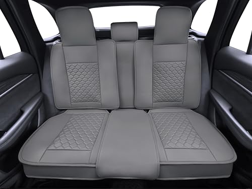 Car Seat Cover Full Set Leather Waterproof Front Rear Gray (Gray)