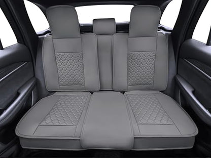 Car Seat Cover Full Set Leather Waterproof Front Rear Gray (Gray)