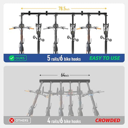 Enhanced Garage Bike Rack (6 Bike Racks)
