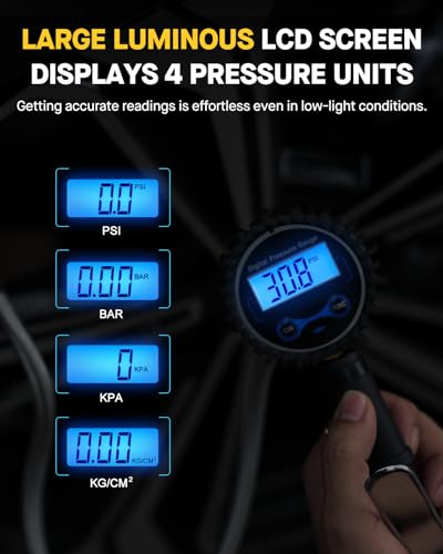 Digital Tire Inflator with Pressure Gauge 200 PSI (3-200 PSI / Tire Inflator Gauge)