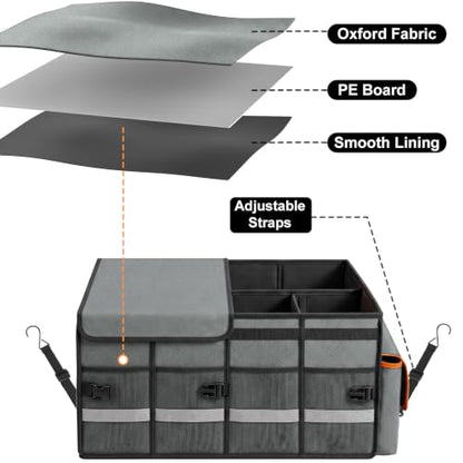 Car Trunk Organizer and Storage for Car (Grey / Medium)