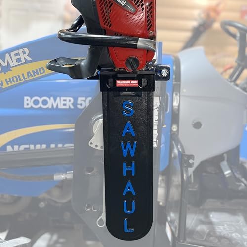 GearHaul SawHaul Fixed Universal Tractor Chainsaw Carrier (Fixed - Tractors / 20 Inch Scabbard / Blue)