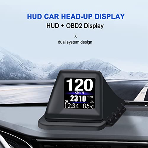 Head Up Display for Car Digital Speedometer Display GPS+OBD2 Dual System Smart Gauge MPH Clock RPM Over Speed Alarm Odometer for All Vehicle (A401 Connection)