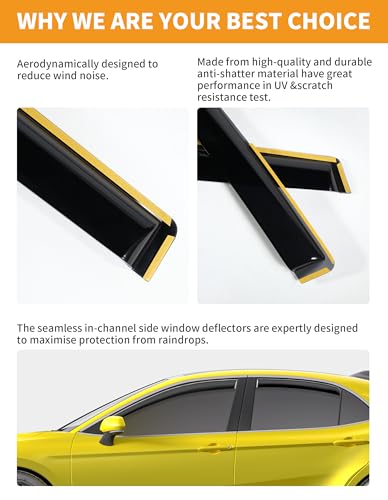 in Channel Window Visors Rain Guards for Toyota Camry 2018 (Fit for 2018-2024 Toyota Camry)