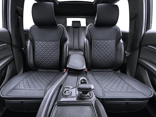 Car Seat Cover Full Set Leather Waterproof Front Rear Black (Black)