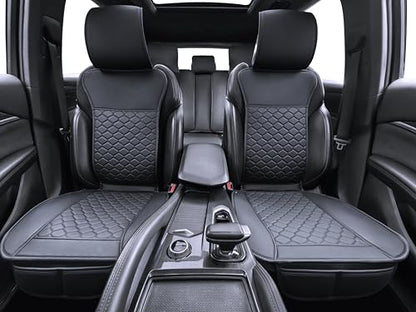 Car Seat Cover Full Set Leather Waterproof Front Rear Black (Black)