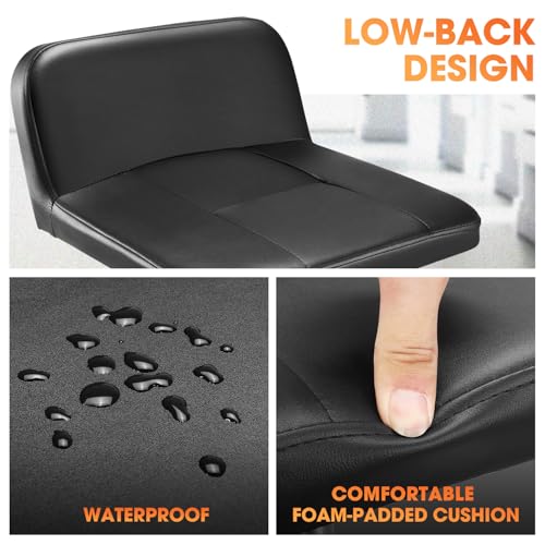 Rolling Padded Seat Adjustable Height Seat 330lbs Capacity Rolling Mechanic Creeper Stool (Square Tray Black)
