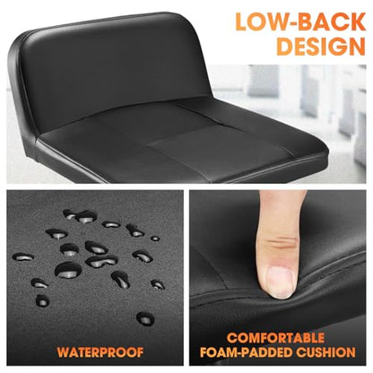 Rolling Padded Seat Adjustable Height Seat 330lbs Capacity Rolling Mechanic Creeper Stool (Square Tray Black)