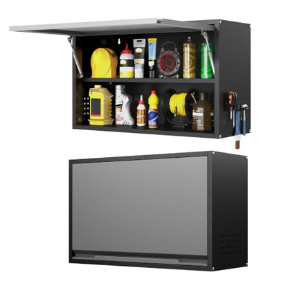 Metal Wall Cabinet with Adjustable Shelves (19.7''H / Black Gray)