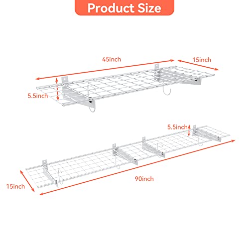2 Pack Garage Wall Shelves (White / 15*45")