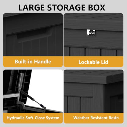 300 Gallon Outdoor Storage Box Waterproof Deck Box Patio Black (Black / 300 Gallon)