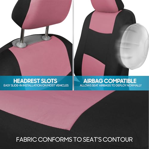 PolyPro Car Seat Covers Full Set in Pink on Black (Pink)