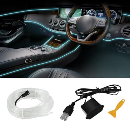 EL Wire Interior Car LED Strip Lights (Ice Blue / USB)