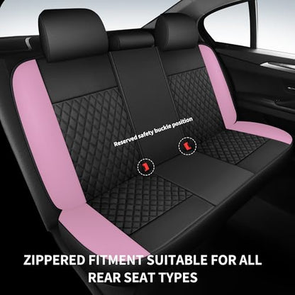 Solid Black Full Set Car Seat Covers (N1 Black Pink / Full Set)
