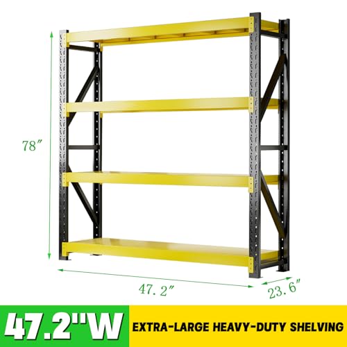 3000LBS Heavy Duty Storage Shelves (47.2''W x 23.6''D x 78''H / Black & Yellow Combo)