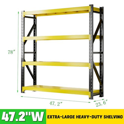 3000LBS Heavy Duty Storage Shelves (47.2''W x 23.6''D x 78''H / Black & Yellow Combo)