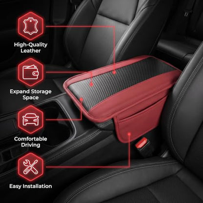 Car Center Console Organizer Cover (Red)