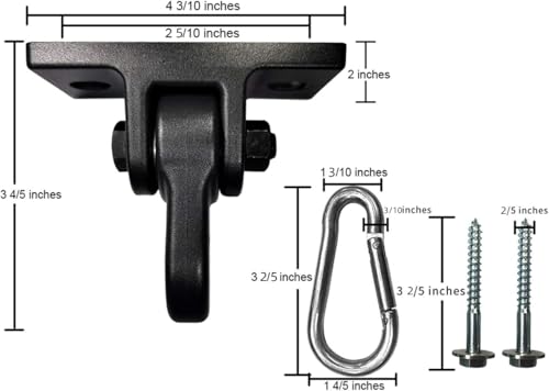 Heavy Duty Black Swing Hangers Screws Bolts Included Over 5000 lb Capacity Playground Porch Yoga Seat Trapeze Wooden Sets Indoor Outdoor (4 Pack / 4 Packs Black)