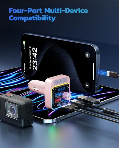 54W Bluetooth 5.3 Car Adapter (Pink)